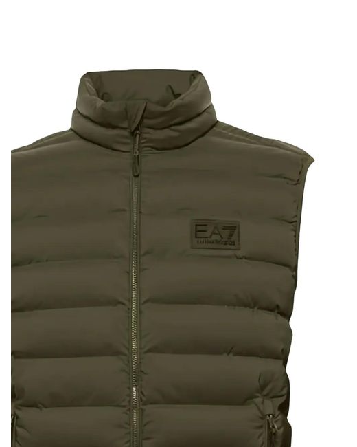 EA7 Green Gilet Matelassé À Patch Logo for men