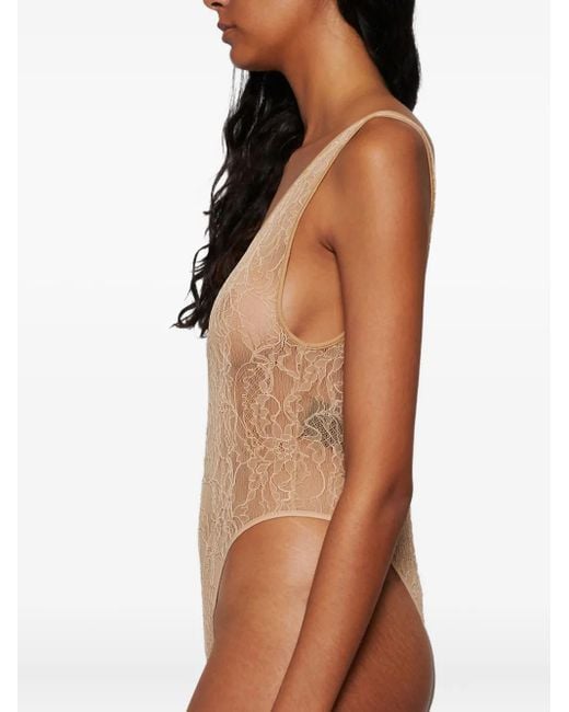 Wardrobe NYC Natural Lace Tank Bodysuit