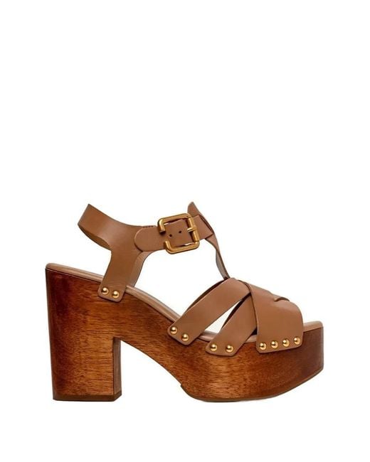 Carrano Brown Studded Platform Sandals