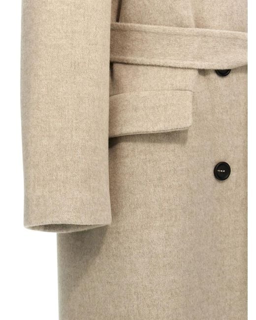 Brunello Cucinelli Natural Double-Breasted Coat
