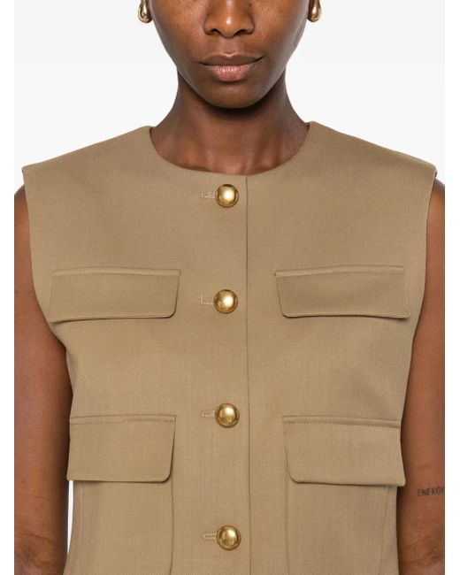 P.A.R.O.S.H. Natural Button-Fastening Pocketed Waistcoat