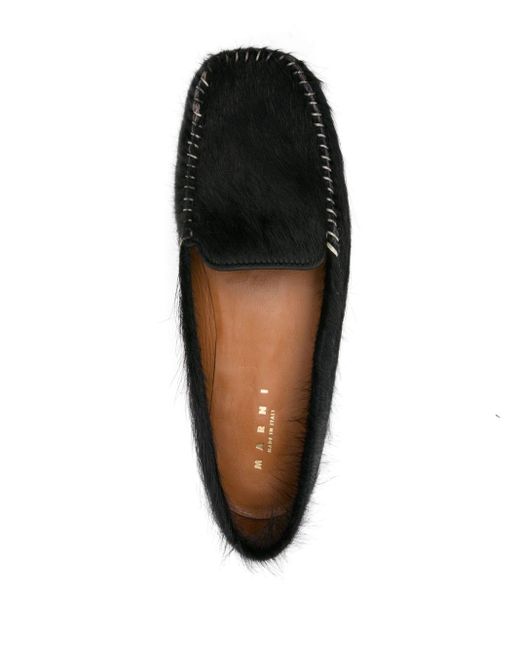 Marni Black Textured Fleece Loafers for men