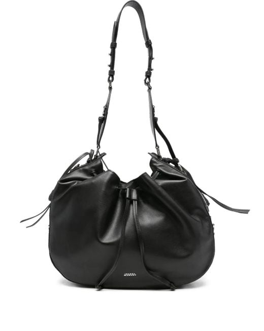 Isabel Marant Black Drawstring Leather Shoulder Bag