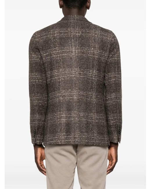 Tagliatore Brown Check-Pattern Single-Breasted Blazer for men
