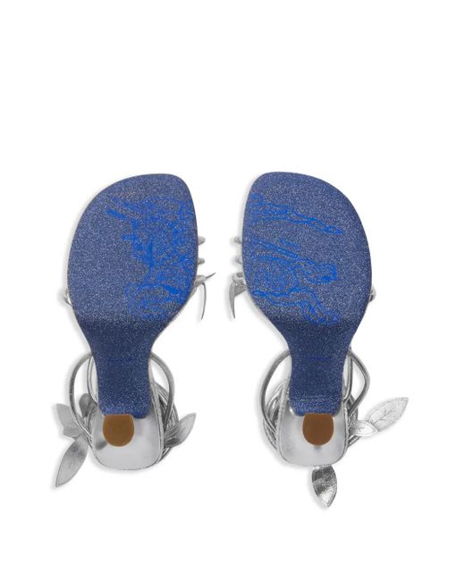 Burberry White Ivy Flora 105Mm Leather Sandals