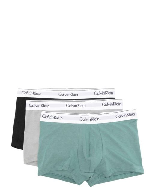 Calvin Klein Green Logo-waist Boxers (set Of Three) for men