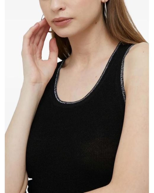 DKNY Black Ruched Tank Top
