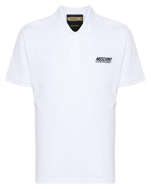 Moschino White Logo-Embroidered Polo Shirt for men