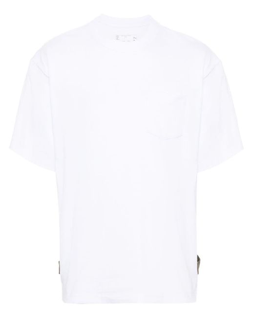 T-shirt en coton à fentes latérales Sacai pour homme en coloris White