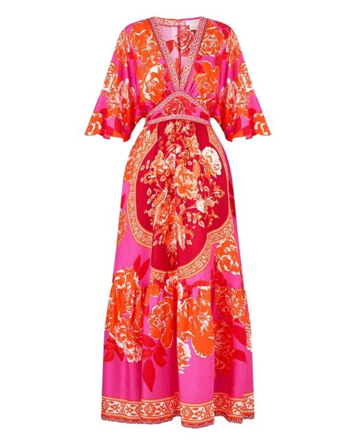 Camilla Red Tiles Of Türkiye Midi Dress