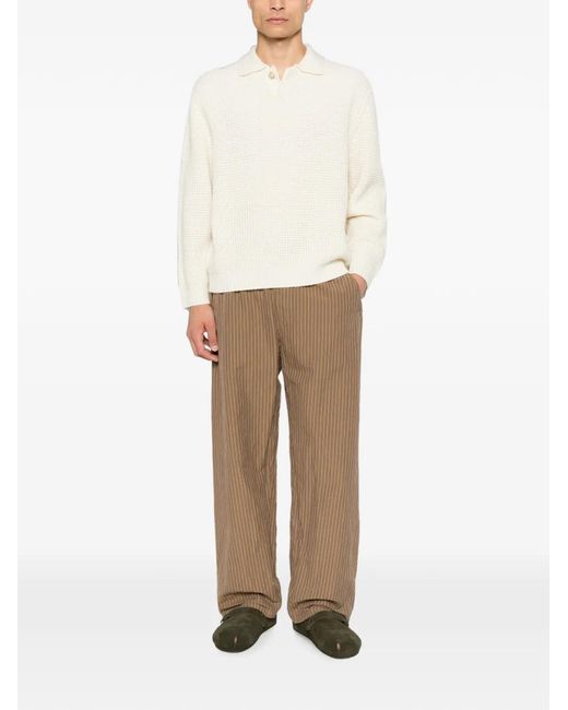 Commas White Waffle-Knit Buttoned Sweater for men