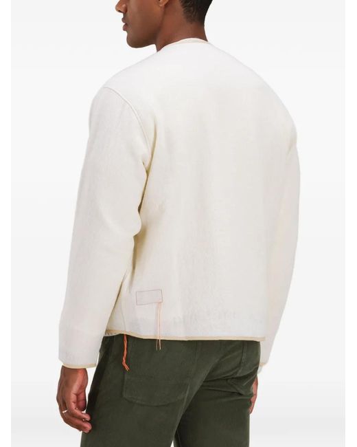 Fortela White Sherpa Contrast-Trim Wool Jacket for men