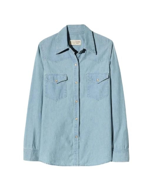 Nili Lotan Blue Travis Chambray Shirt