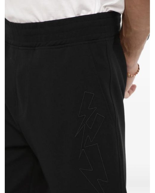 Neil Barrett Black Jumbled Bolts Embroidered Track Pants for men
