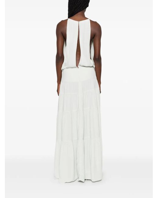 IRO White Tiered Draped Maxi Dress