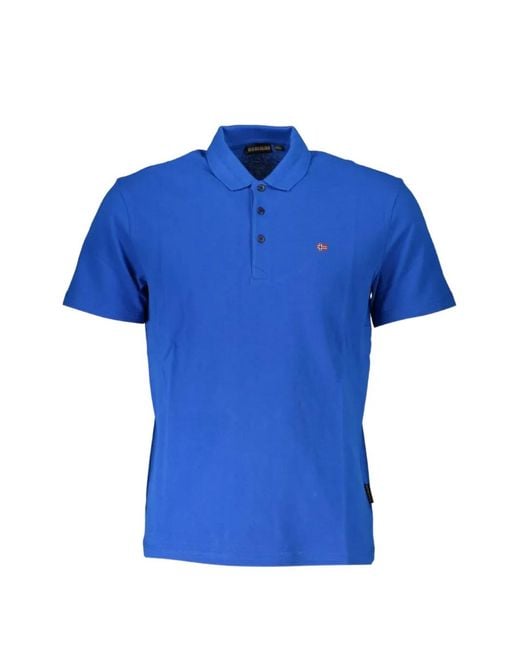 Napapijri Blue Logo-Patch Polo Shirt for men
