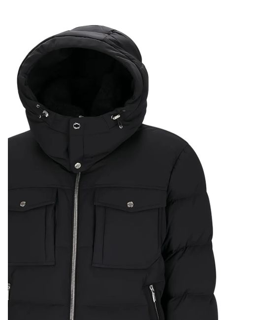 Moorer Black Hooded Flap-Pocket Jacket for men