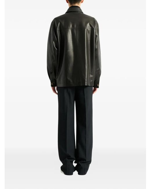 Balmain Black Leather Overshirt for men