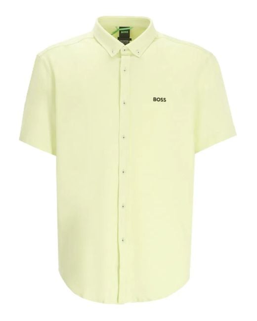 Chemise En Popeline À Manches Courtes Boss pour homme en coloris Yellow