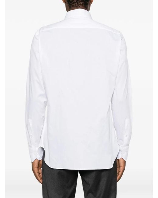Zegna White Spread-Collar Button-Up Shirt for men