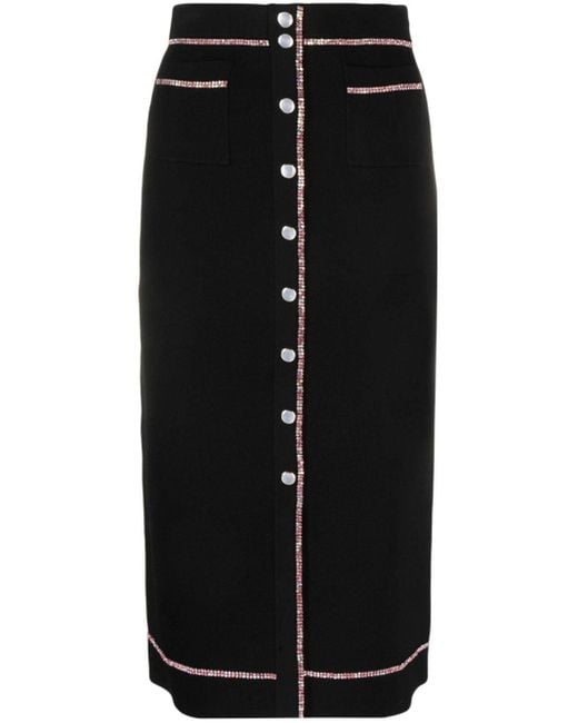 Sandro Black Rhinestone-embellished Pencil Skirt