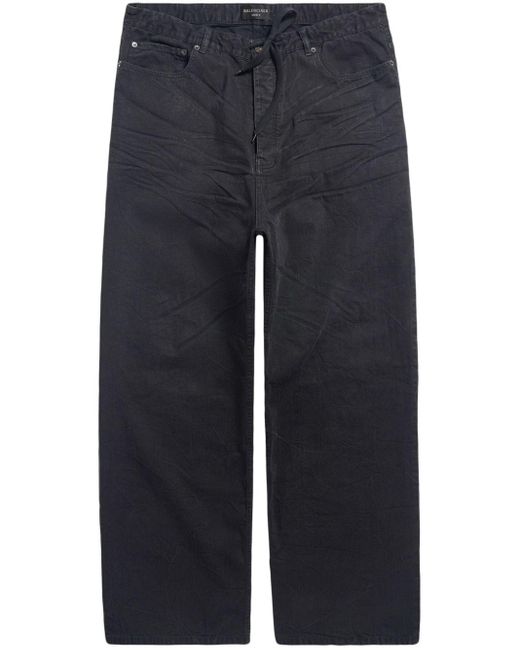 Balenciaga Blue Drawstring Wide-leg Jeans