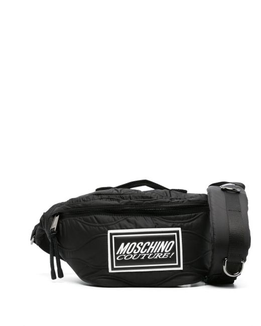 Moschino Black Logo-patch Quilted Messenger Bag for men