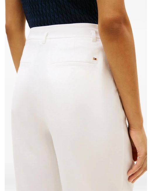 Tommy Hilfiger White Pantalon Ample À Taille Ceinturée