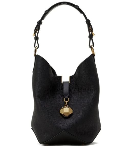 Lanvin Black Geometric-Detail Bucket Bag