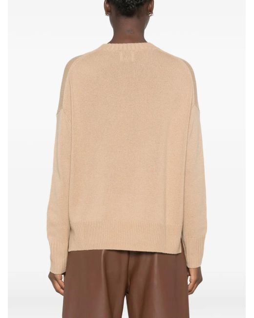 Allude Natural Ribbed-Knit Crew-Neck Sweater