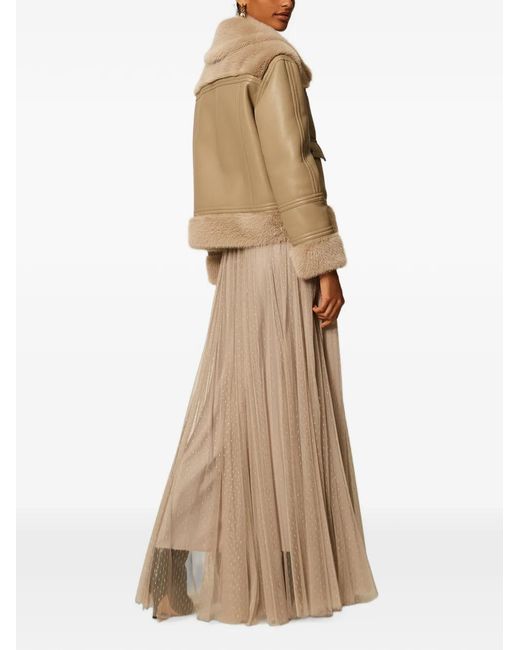Twinset Natural Long Tulle Skirt With Lurex