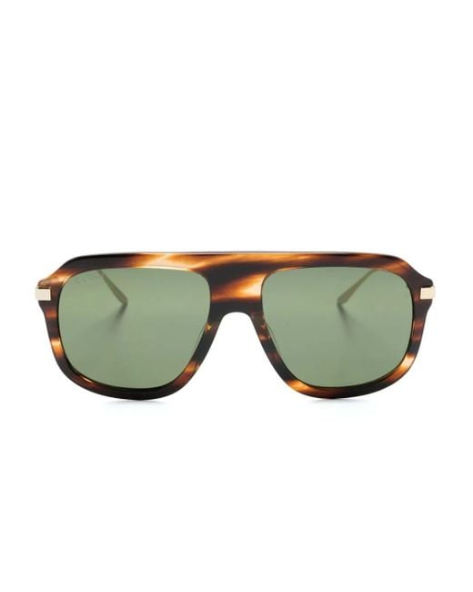 Gucci Green Tortoiseshell-Effect Pilot-Frame Sunglasses for men