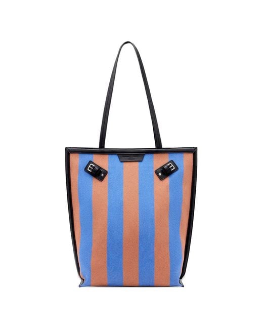 Proenza Schouler Blue North South Days Striped Canvas Tote Bag