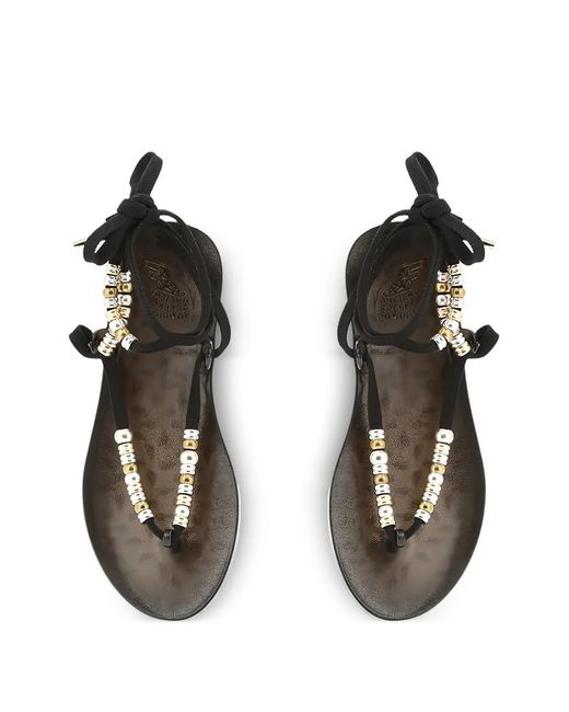 Ancient Greek Sandals White Esther Beads Sandals
