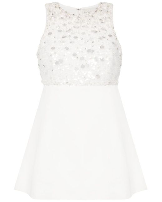 Sachin & Babi White Pia Faux-pearl Mini Dress