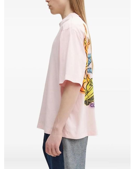 Marcelo Burlon White Flame-Print Car-Graphic T-Shirt for men
