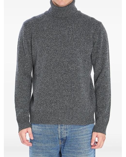 Roberto Collina Gray Turtleneck Ribbed Sweater for men