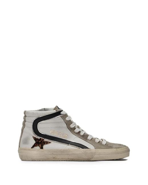 Golden Goose Deluxe Brand White Slide Leopard-Print Sneakers for men