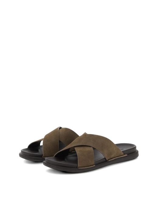 Boggi Brown Crossover-Strap Suede Sandals for men