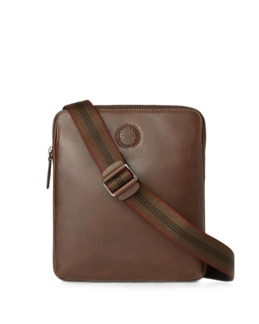 Osprey Brown Small Compass Logo-Embossed Leather Messenger Bag for men