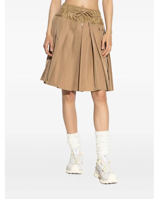 Moncler Natural Drawstring-Waist Pleated Skirt