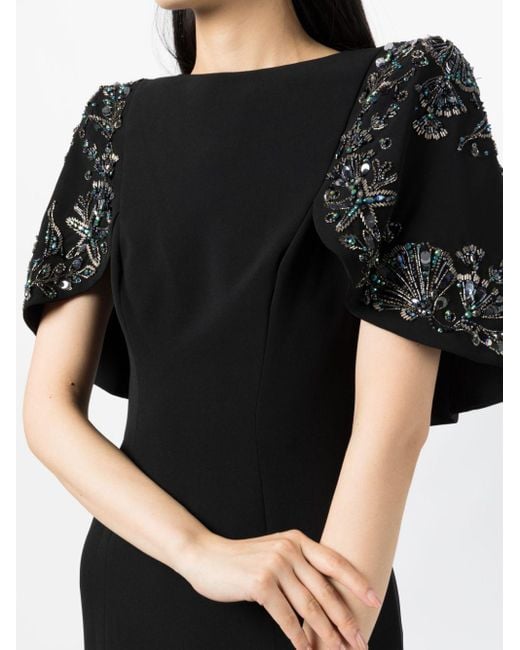 Jenny Packham Black Anemone Sequin Maxi Dress