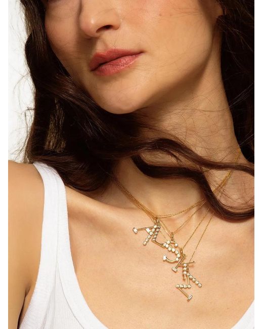 Monica Rich Kosann Black M Diamond Initial Necklace
