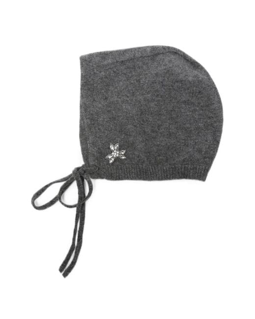 Simone Rocha Gray Embellished Cashmere Bonnet