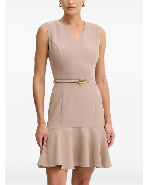 Marciano Natural Belted V-Neck Midi Dress