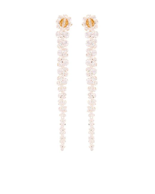 Simone Rocha White Crystal-Embellished Dangle Earrings
