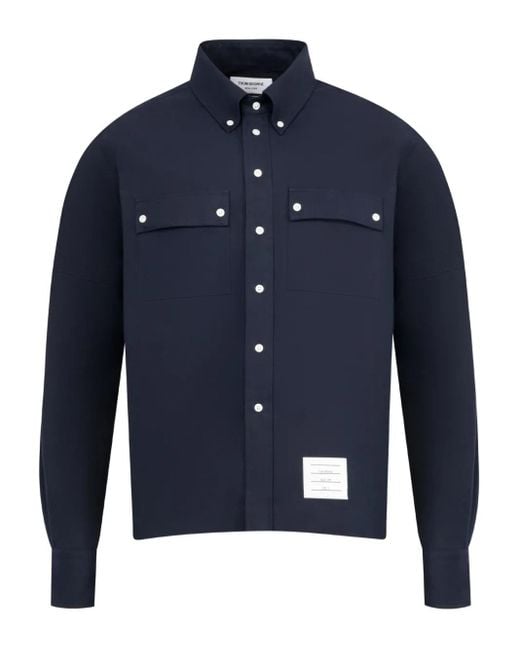 Thom Browne Men's Blue Button-Down Shirt