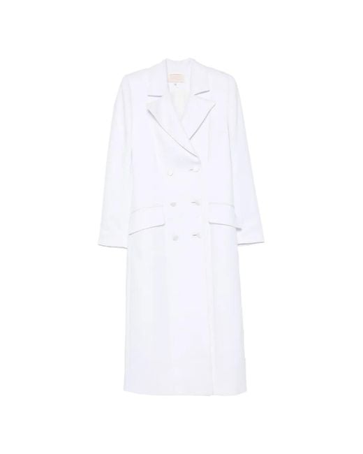 MITILIANE COUTURE White Peaked-Lapel Double-Breasted Coat