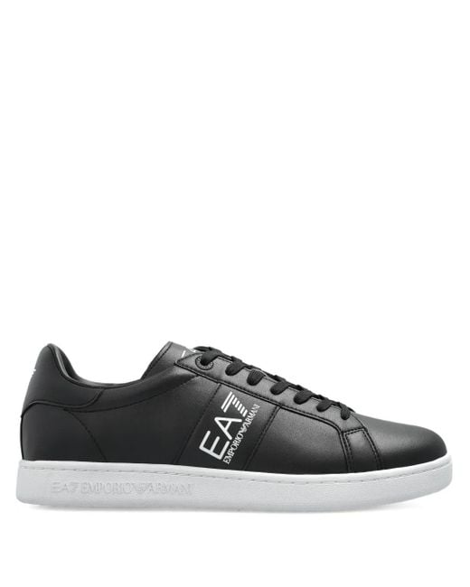 EA7 Black Logo-Embellished Low-Top Sneakers for men