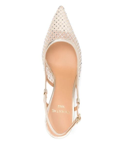 Chantal Natural 80Mm Crystal-Embellished Pumps